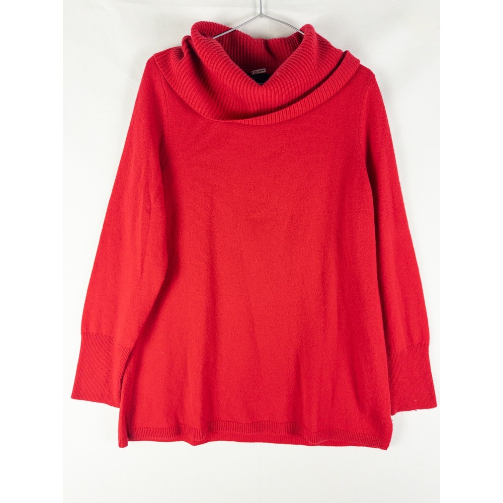 Talbots Pure Cashmere Cowl Neck Sweater Womens L Red Pullover Quiet Luxury Herit
